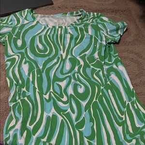 Lilly Pulitzer Green and Blue Swirl Short Sleeve Top